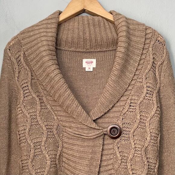 Y2K 2000s Mossimo Shrug Size Medium Mocha Mousse Bolero Cardigan Cable Knit Boho - Picture 3 of 9